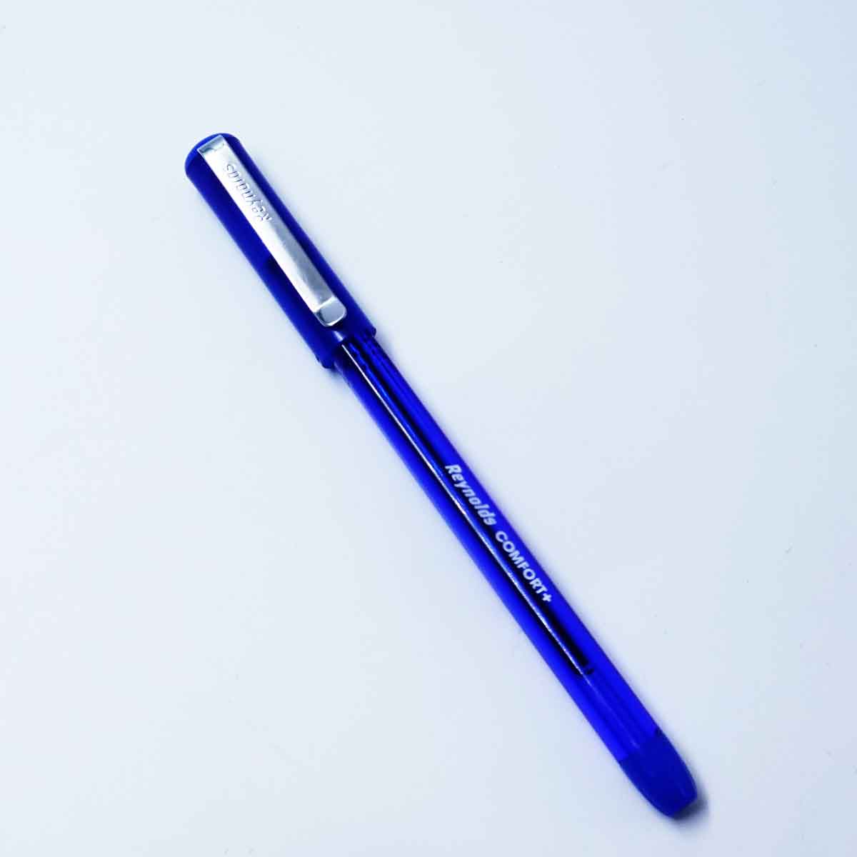 Reynolds Comfort Blue Pen With Silver Cap Ball Pen SKU 26350