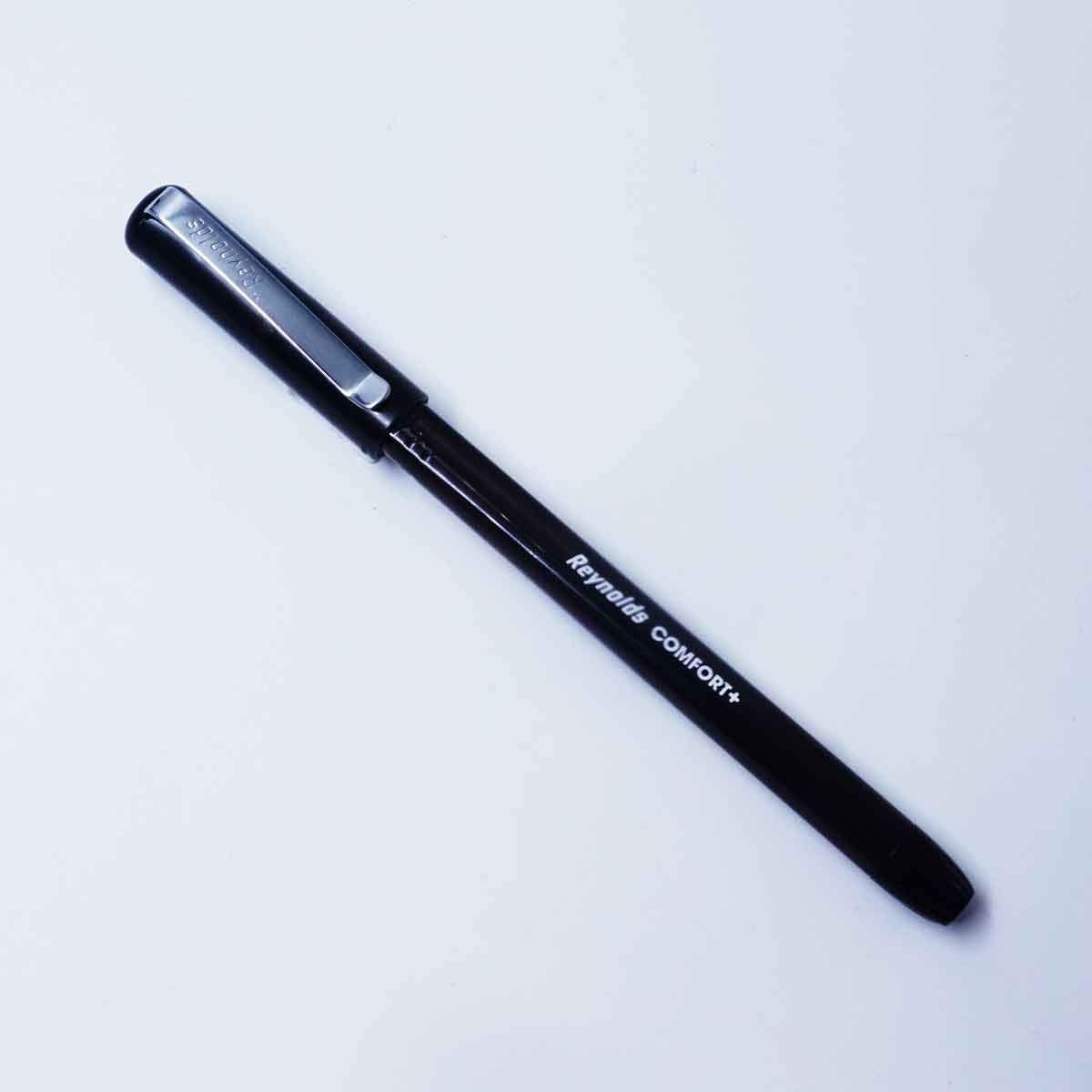Reynolds Comfort Black Pen With Silver Cap Ball Pen SKU 26351