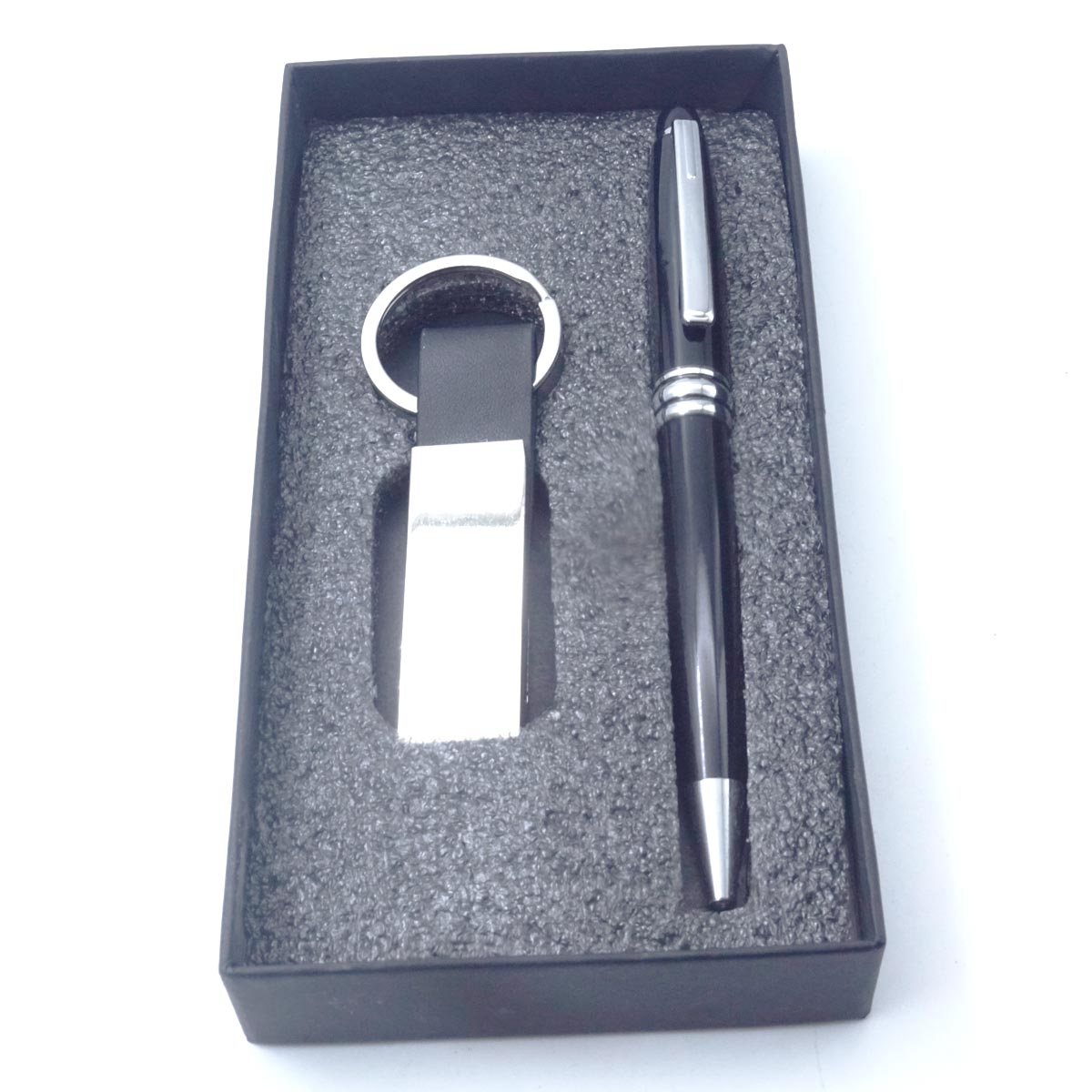 Penhouse.in Glossy Black With Silver Clip With Key Chain Ball Pen SKU 26468