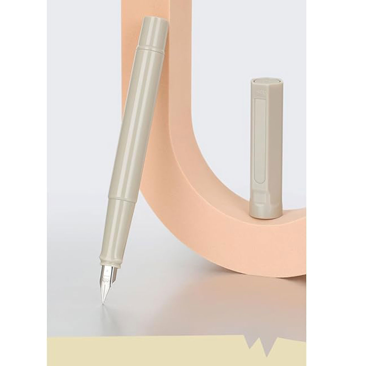 Jinhao 62 Full Plastic Fine Nib Creamy White Color Converter Type Fountain Pen SKU 26582