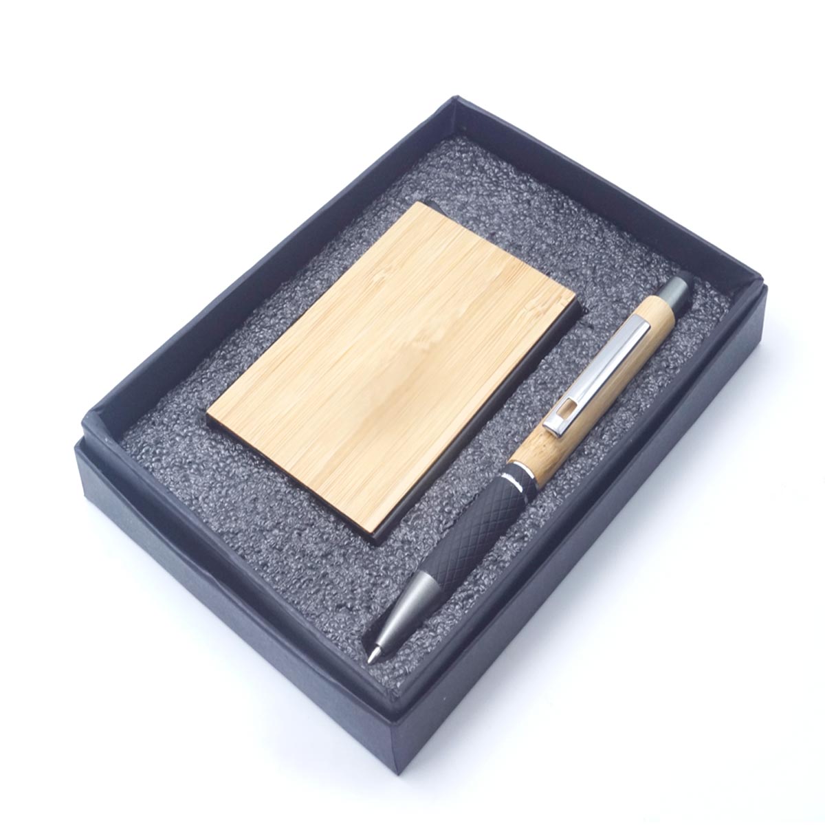 Penhouse.in 2 In 1 880 Wooden Finish Color Ball Pen With Wooden Finish Cardholder Set SKU 26591