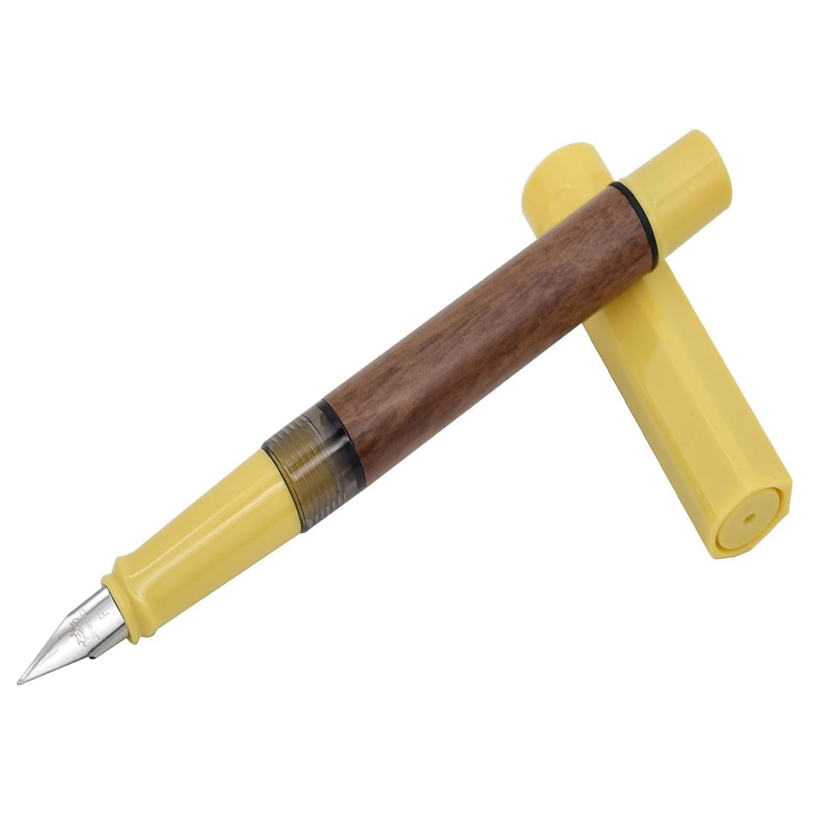 Jinhao 62 Brown Wood Body Cap yellow Color Fine Nib Converter Type Fountain Pen SKU 26666