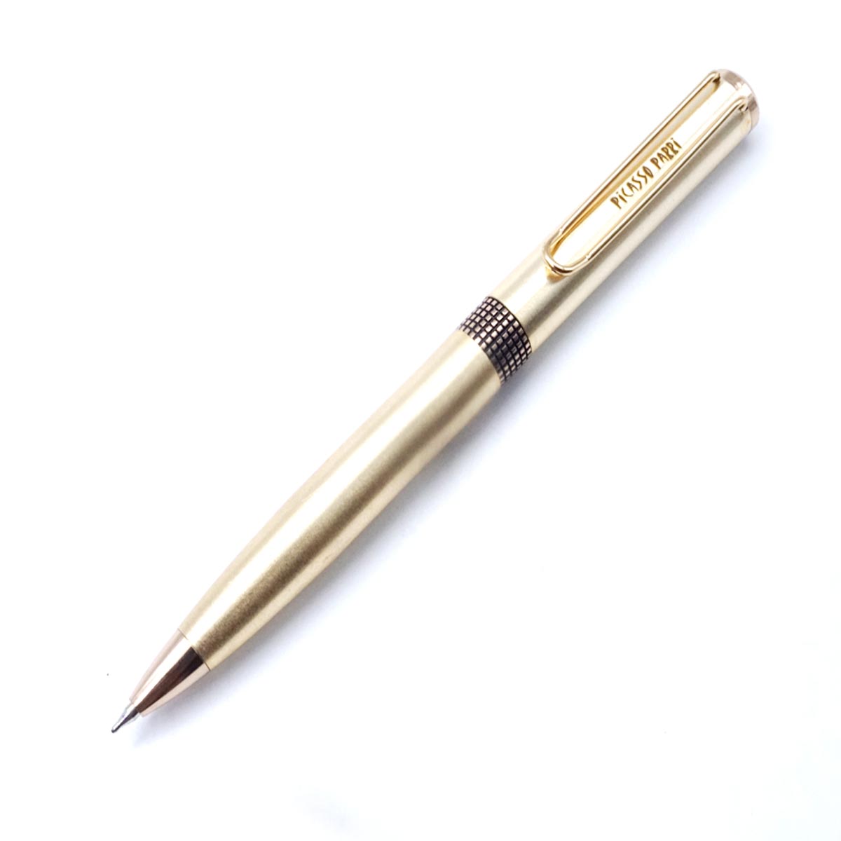 Picasso Parri Gold With Black Checked Trim Twist Type Ball Pen SKU 26696