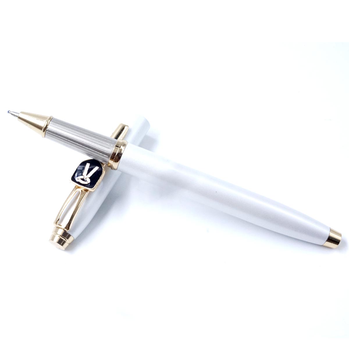 penhouse.in Glossy White With Advocate Symbol Cap Type Roller Ball Pen  SKU 26698