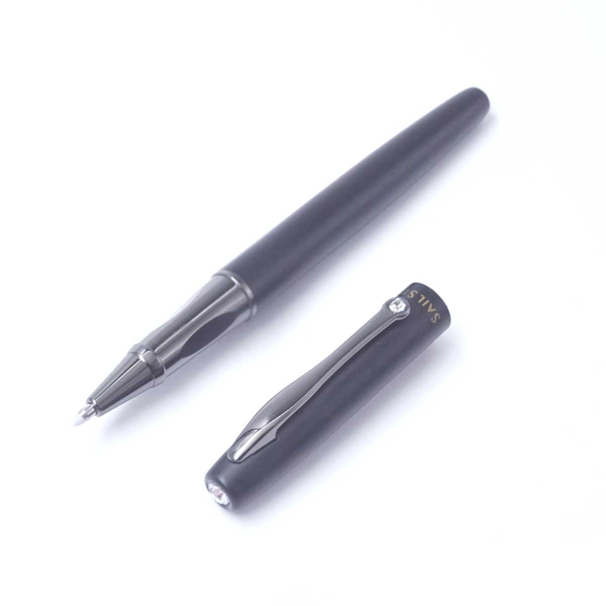 Sail Star 3357 Matte Black Color Body Medium Tip Cap Type Roller Ball Pen SKU 26808