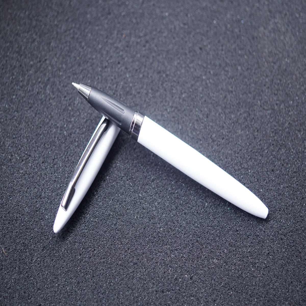 Penhouse.in White Color Magnetic Cap Type and Grey Clip Roller Ball Pen SKU 26835