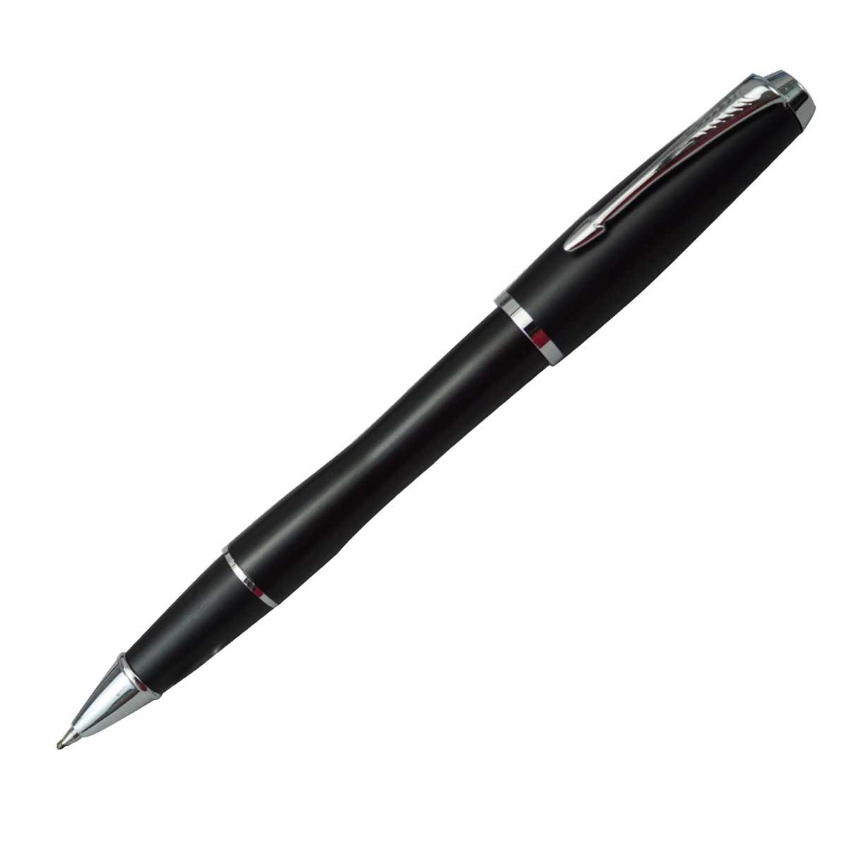 penhouse.in 001 Matte Black Color Body With Silver Clip Cap Type Roller Ball Pen SKU 26868