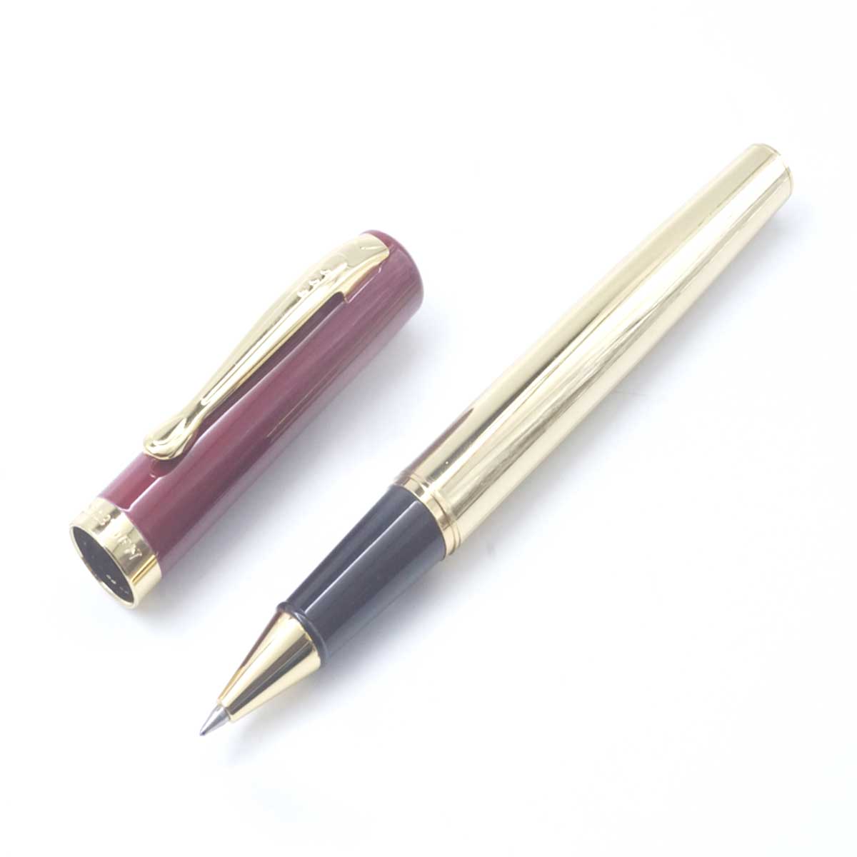 Dikawen 8073 Gold Color Body Red Color Cap And Fine Tip  Cap Type Roller Ball Pen SKU 26869