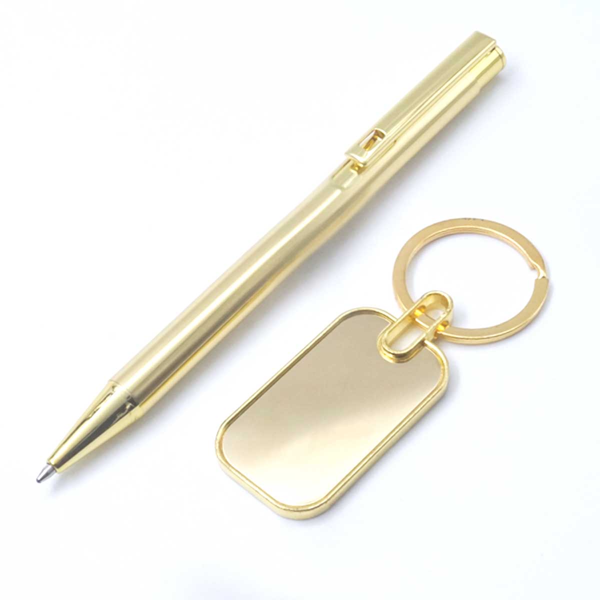 Penhouse.in Full Golden Color  Body With Keychain Set Twist Type Ball pen SKU 26934