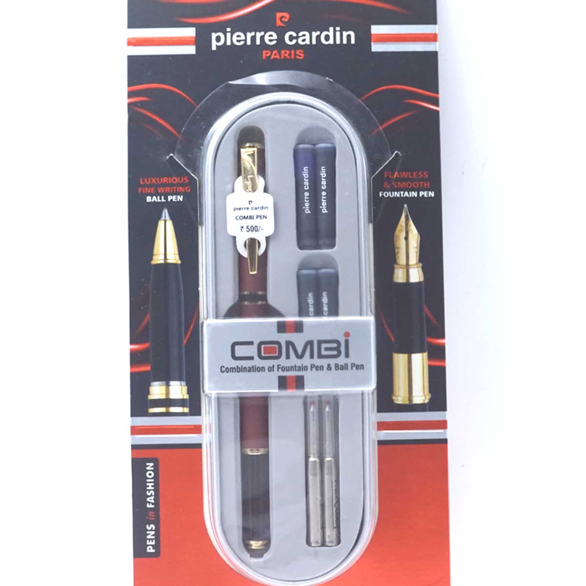Pierre Cardin  Combi Matte Marrown With Gold Clip Combination Of Fountain Pen & Ball Pen SKU 26973