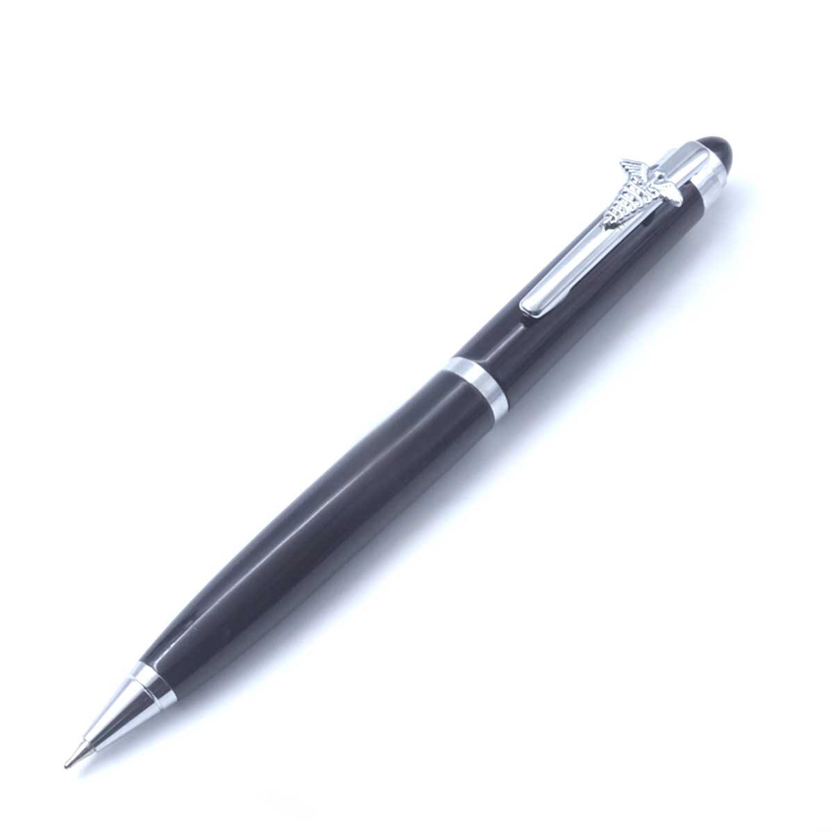 penhouse.in Glossy Black Color Body With Silver Doctor Symbol On Clip Twist Type Ball Pen SKU 26986