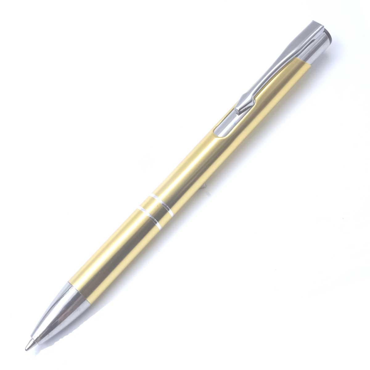 penhouse.in Gold Color Body  With Silver Clip Medium Tip Retractable Type Ball Pen SKU 26991