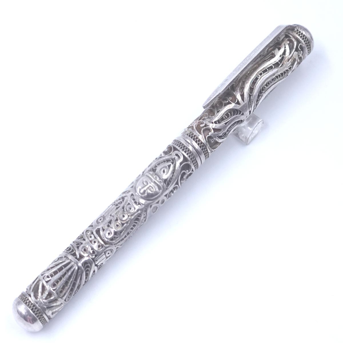 penhouse.in Lord Padmavathy Design With Silver Plated Body Cap Type Ebonite Ball Pen SKU 27001