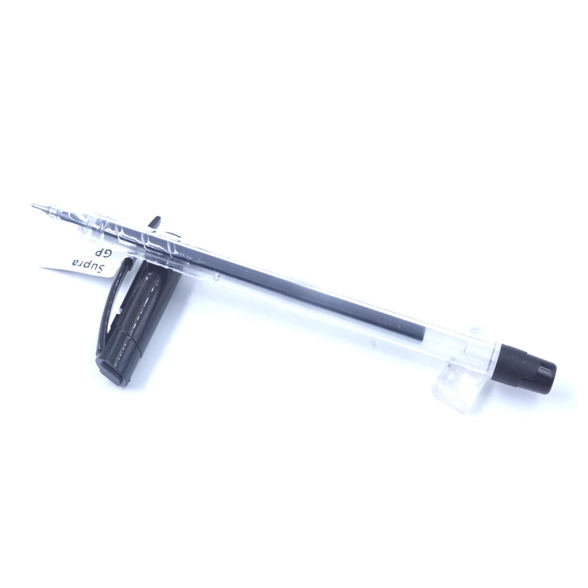 Supra Idea transparent Body With Black Cap Black Writing Cap Type Gel Pen SKU 27037