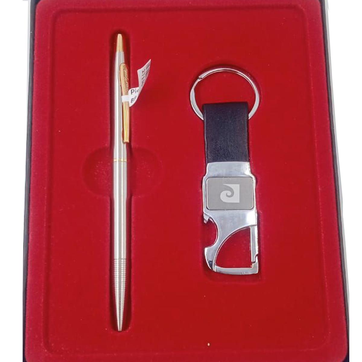 Pierre Cardin Regal Silver Color Body With Retractable Type Bal With Keychain Set SKU 27130