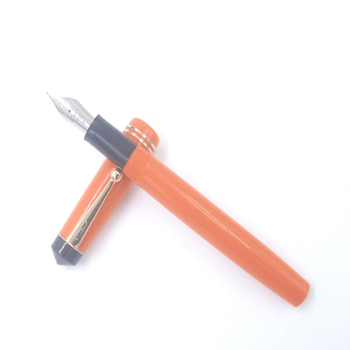 Click Aristocrat Orange Color Body With Gold Clip SS Medium Nib Eye Dropper Model Fountain Pen SKU 27148