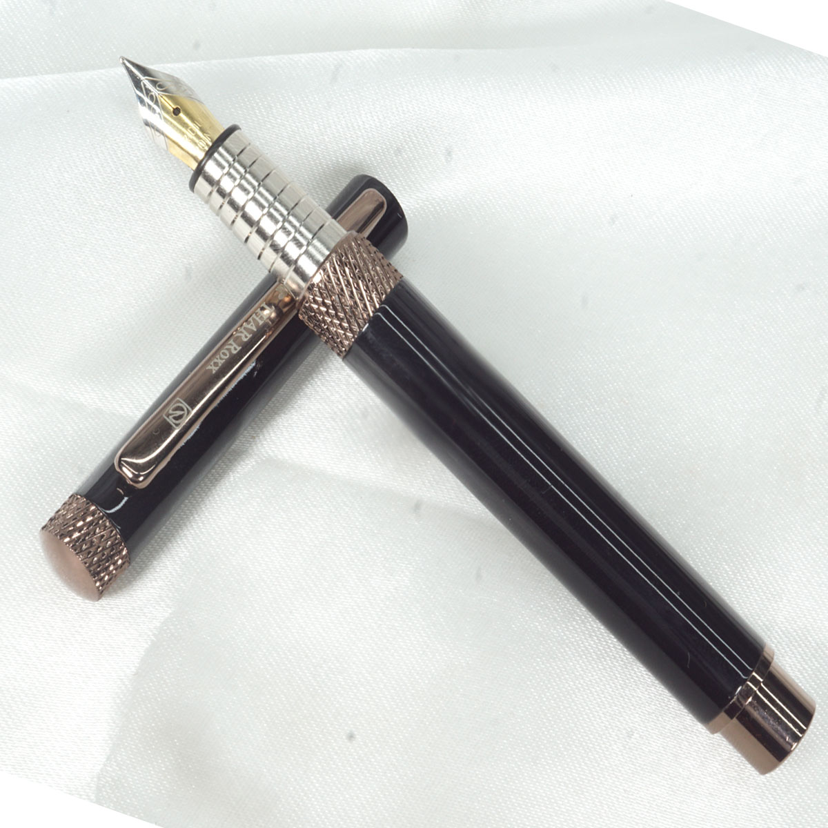 Oliver Thar Roxx Metallic Black With Coffee Clip Cartridge Type Fountain Pen SKU 27189