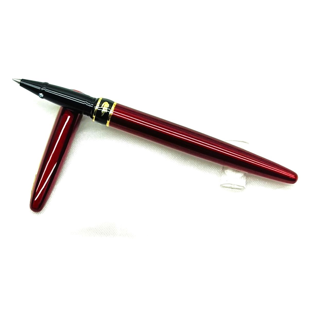 Yangzie Alligator 215 Merrown Color Body With Gold Clip Black Color Grip With Two Stone Black Writing Roller Ball Pen SKU 27252