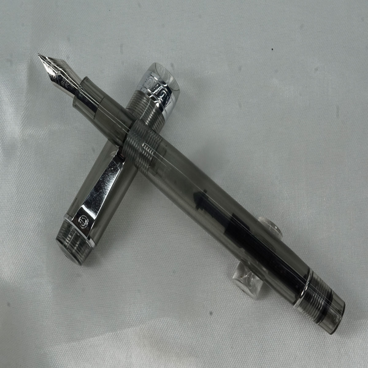 Admok Black Transparent Body Silver Short Clip Fine Nib Converter Type Fountain Pen SKU 27279