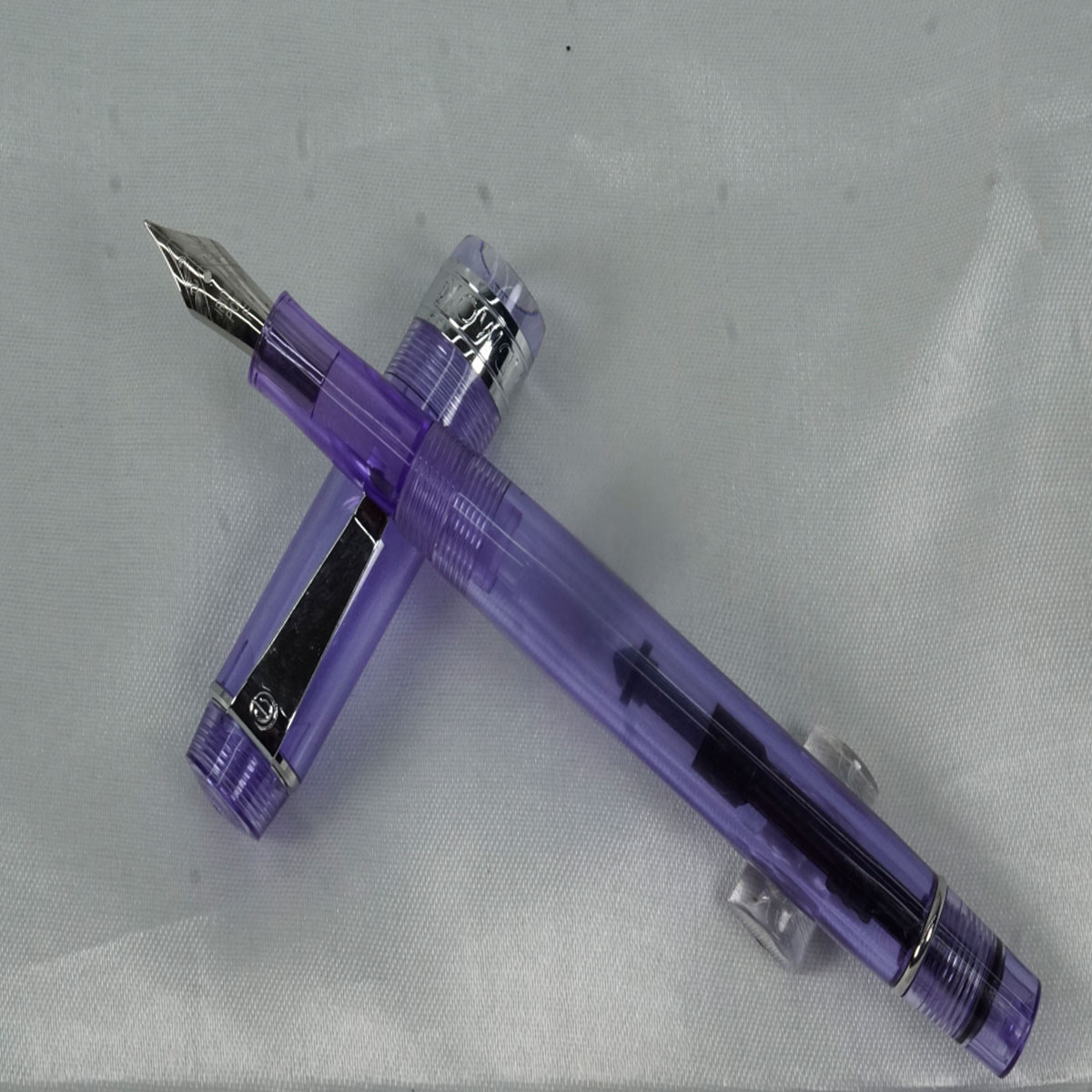 Admok Blue Transparent Body Silver Short Clip Fine Nib Converter Type Fountain Pen SKU 27280