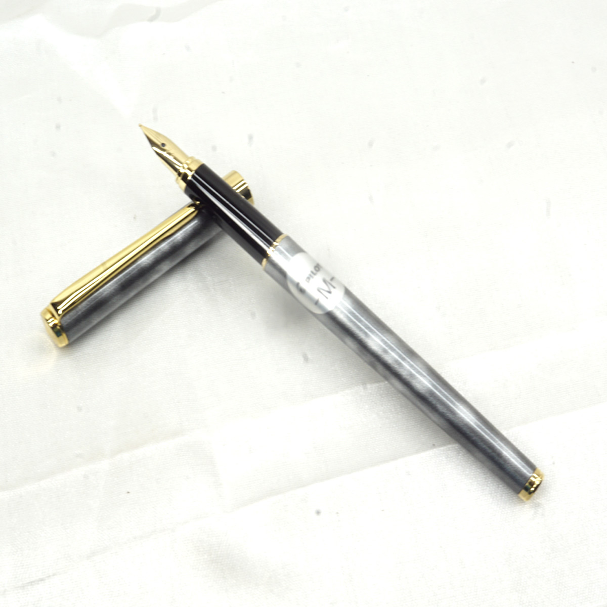 Pilot 2101-Cavalier Black and Grey Color Gold  Clip with Medium Nib Converter Type Fountain Pen SKU 27320