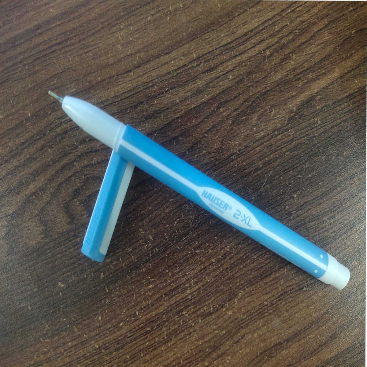 Hauser 2-XL White With Sky Blue Color Body Fine Tip Cap Type Ball