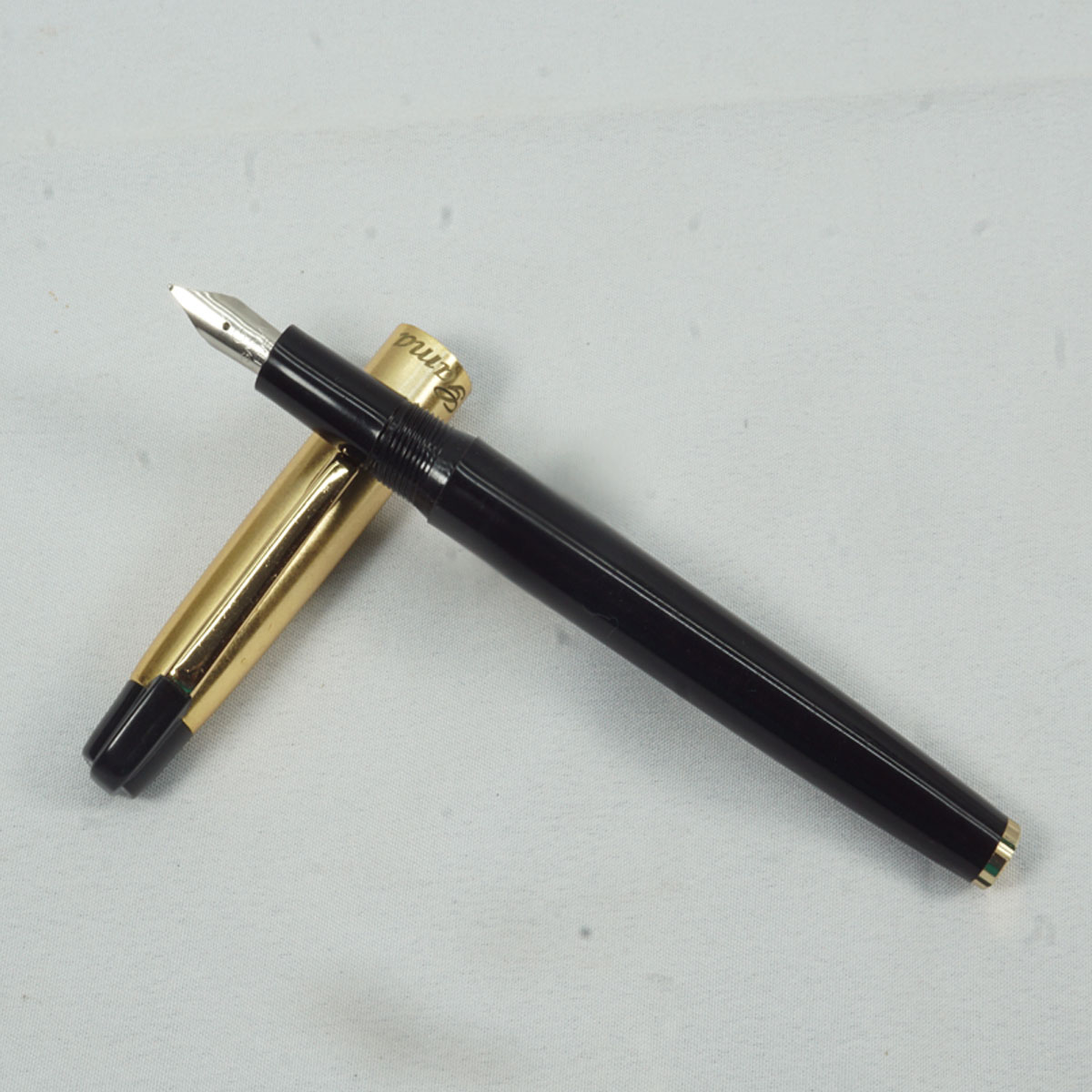 Gama Black Color Body Gold Cap  Eye Dropper Model Fountain Pen SKU 27451