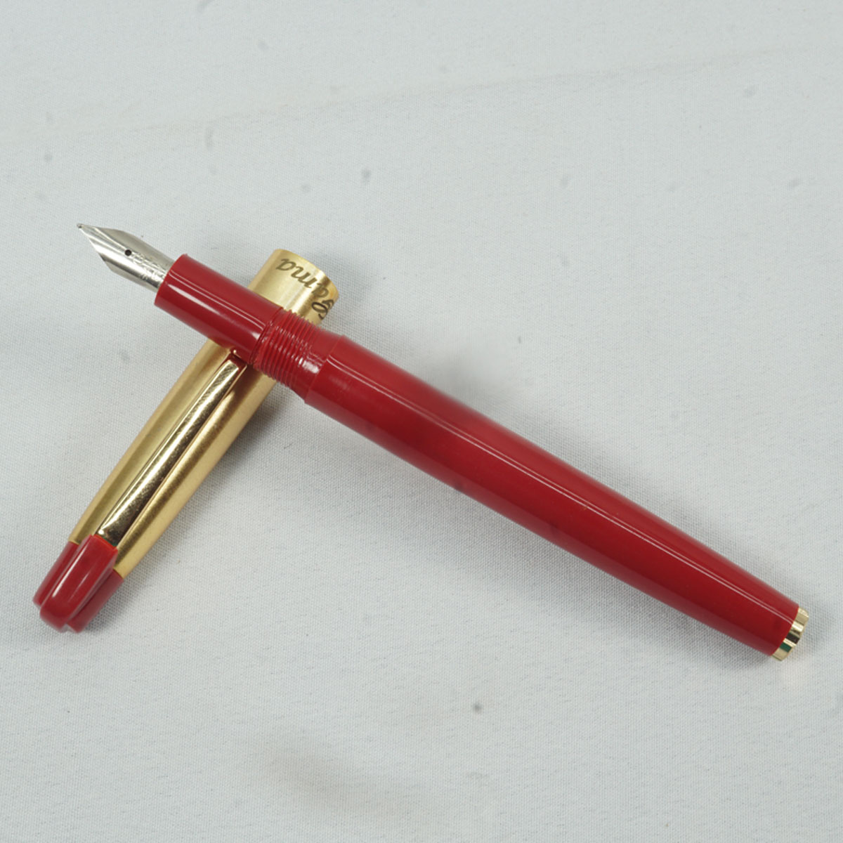 Gama Red Color Body With Gold Cap  Eye Dropper Model Fountain Pen SKU 27454