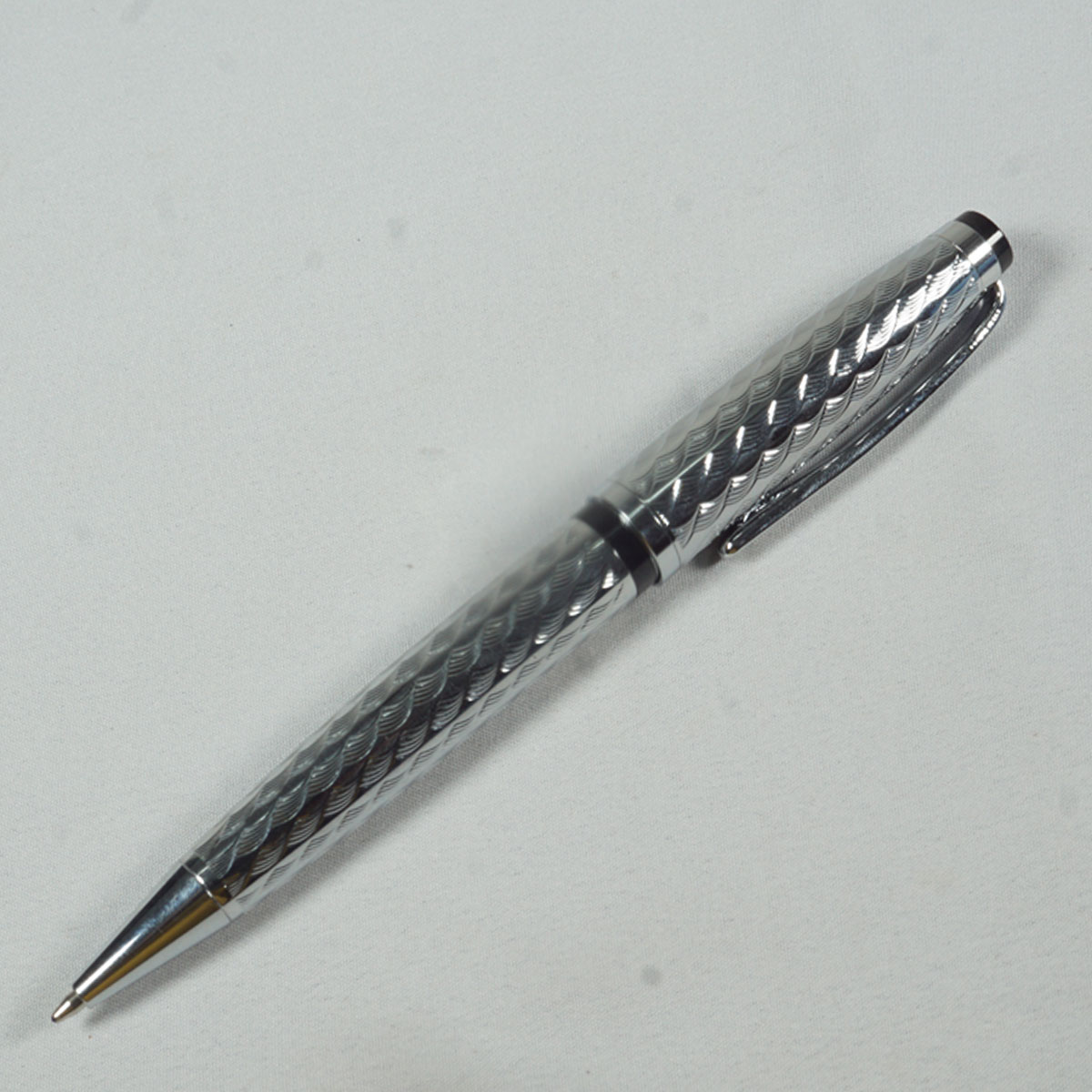 Luoshi 803 Silver Color design With Silver Clip Medium Tip Twist Type Ball Pen SKU 27470