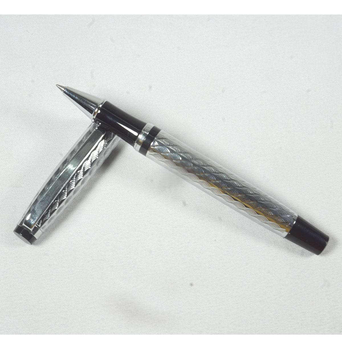 Luoshi 803 Silver Color design With Silver Clip Cap Type Roller  Ball Pen SKU 27471