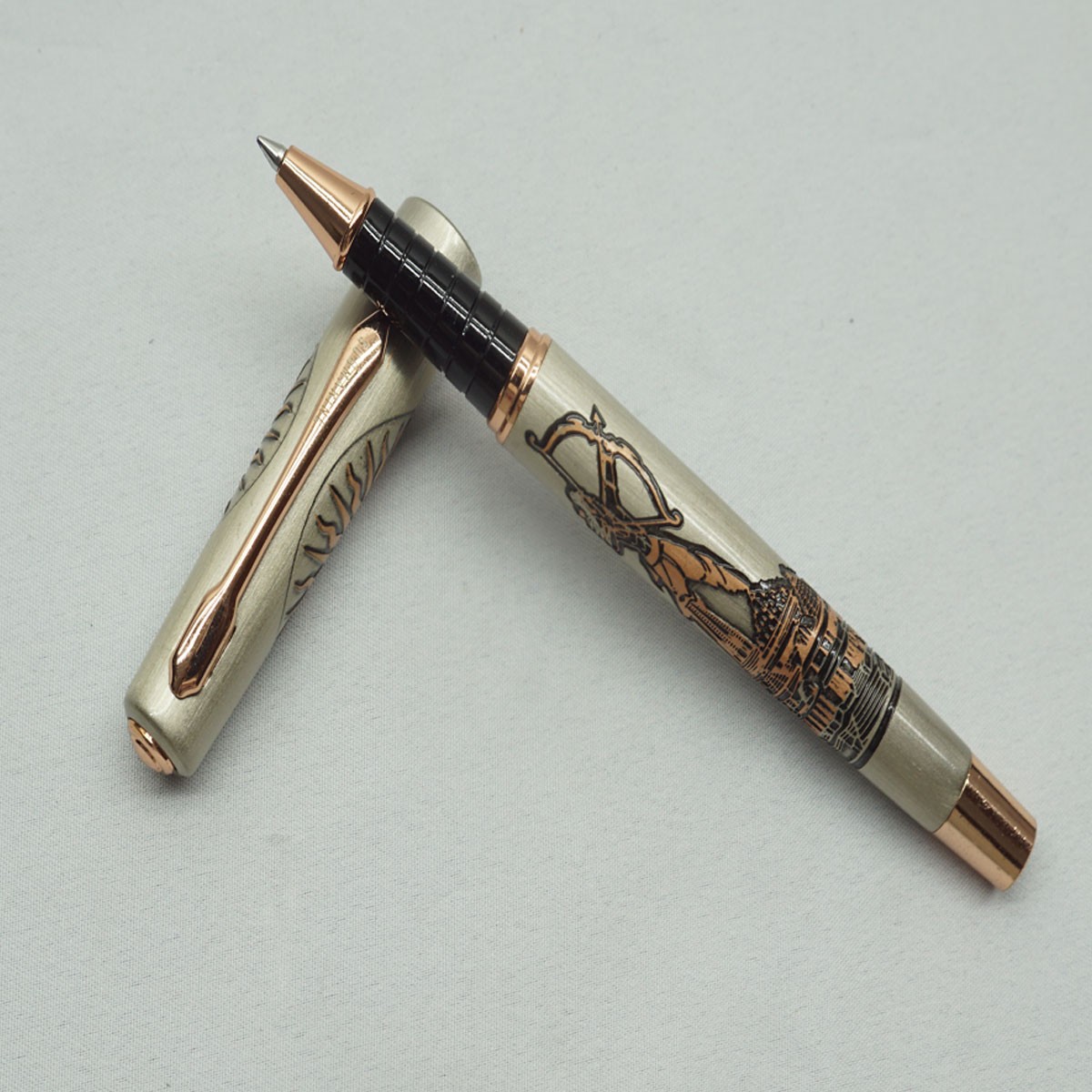 Submarine 1067 Ramar Symbol With Grey Color Body and Cap Copper Clip Roller Ball Pen SKU 27478