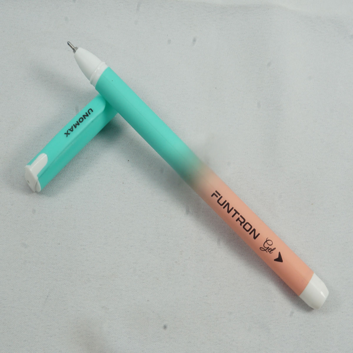 Unomax Funtron Green With Pink Color Body Water Proof Ink Technology Cap Type Gel pen SKU 27536