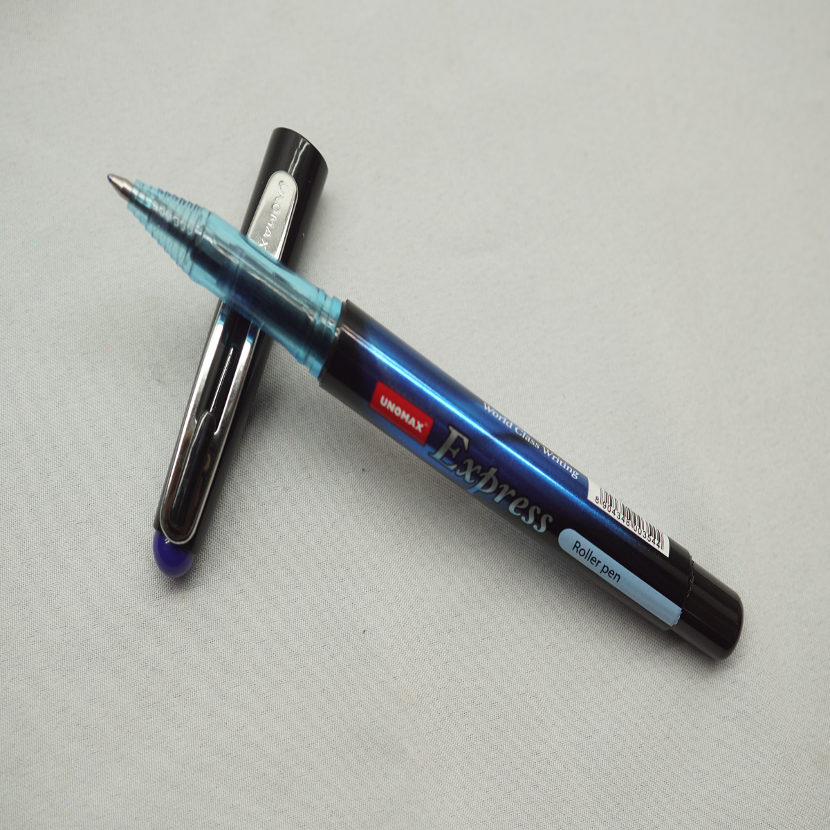 Unomax Express Blue Color Body with Black Cap Roller Ball Pen SKU 27564