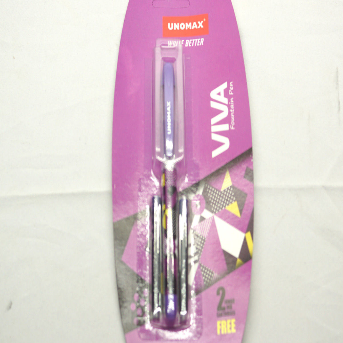 Unomax Viva Purple Color Body and Clip Cartridge type Fountain Pen SKU 27577