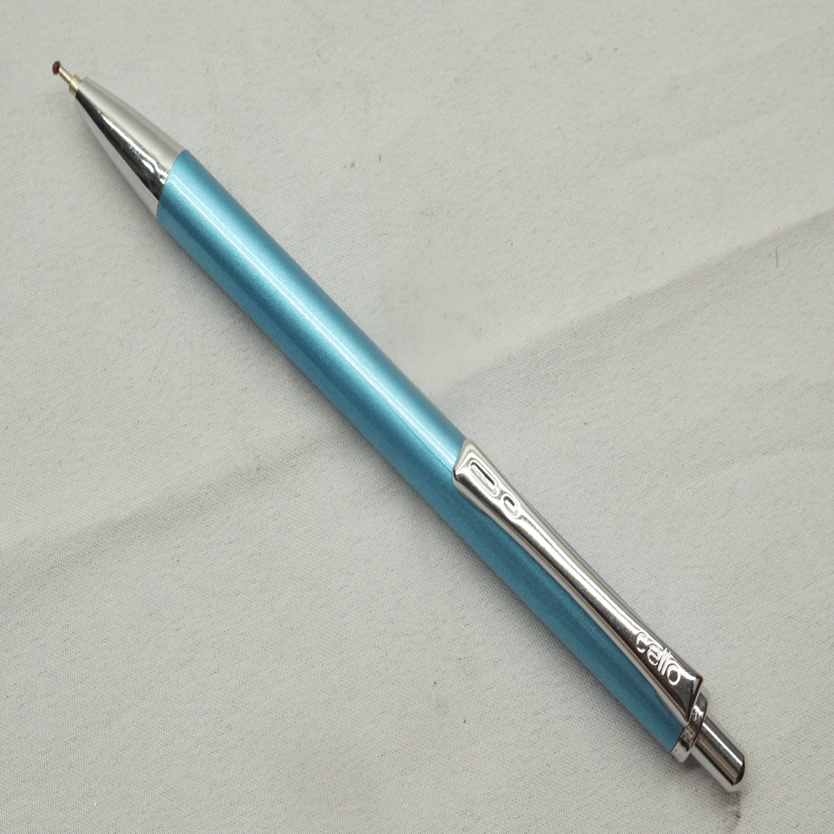Cello Swift Blue Color Body Silver Clip Retractable Ball Pen SKU 27583