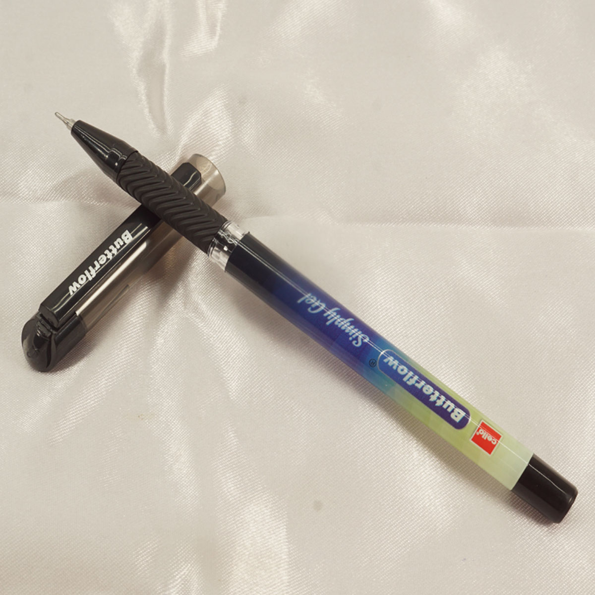 Cello Butterflow Simply Blue Color Body Black Clip And Black Writing Water Proof Gel Pen SKU 27592