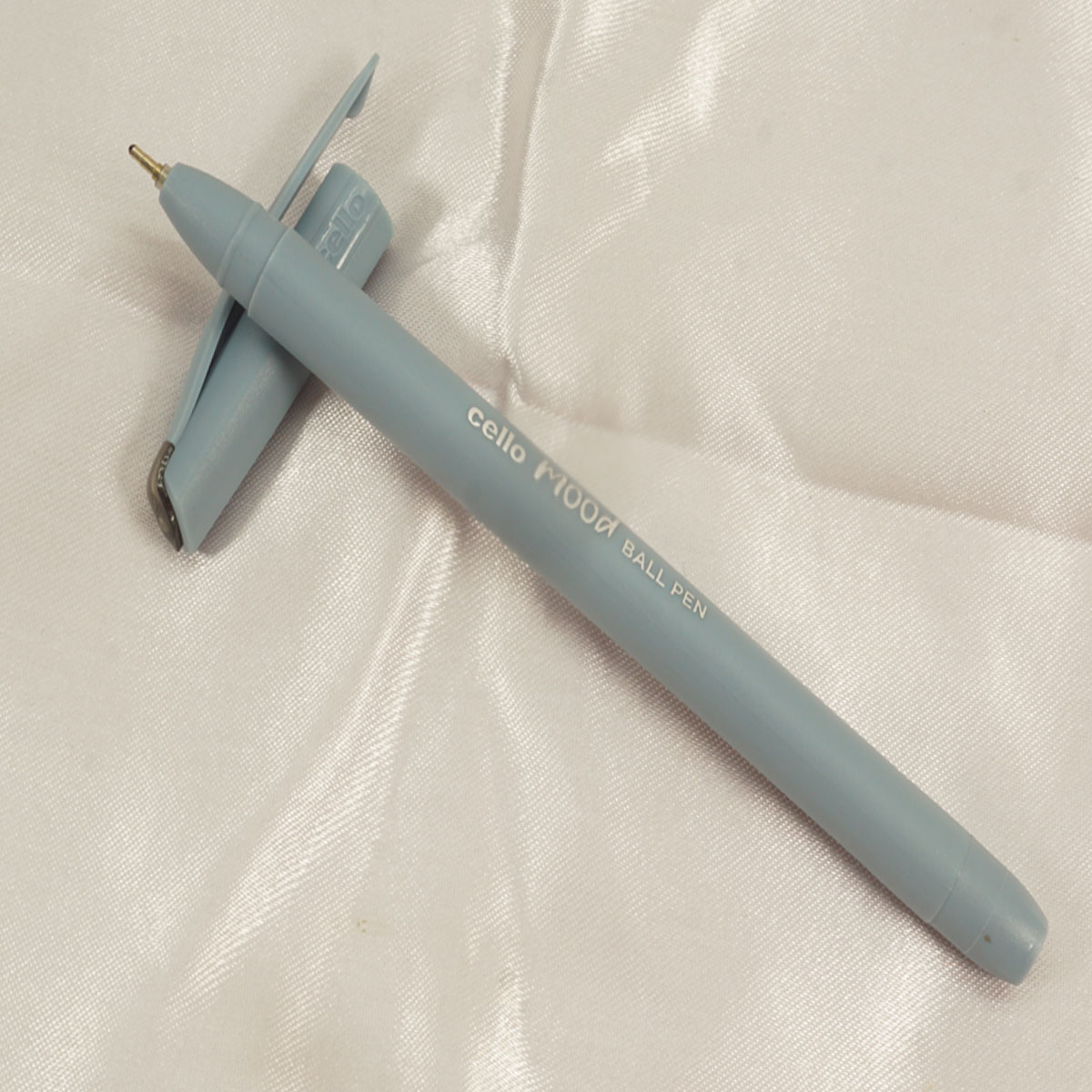 Cello Mood Grey Color Body Long Needle Tip Black Writing Cap Type Smooth Writing Ball Pen SKU 27594