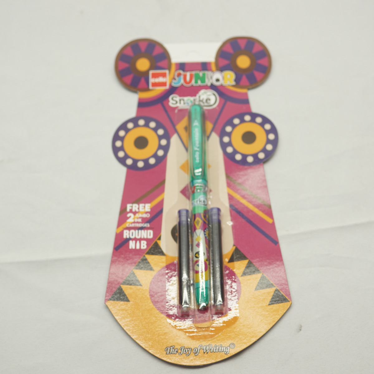Cello Junior Snorkey Design Green Color Body and Cap Fine Nib Cartridges Type Fountain Pen SKU 27609