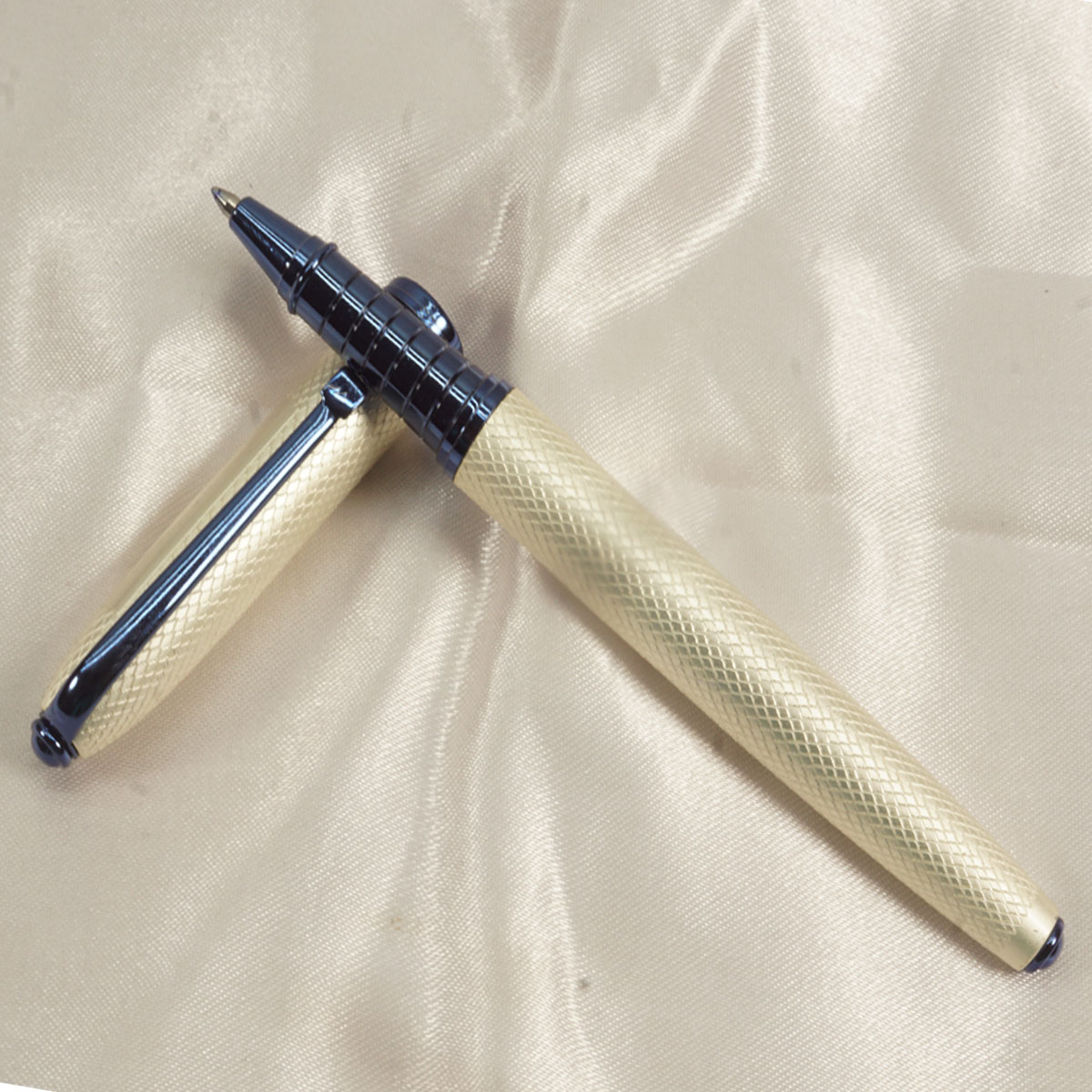 Picasso Parri White Color Design Body With Blue Color Clip And Trim Roller Ball Pen SKU 27615