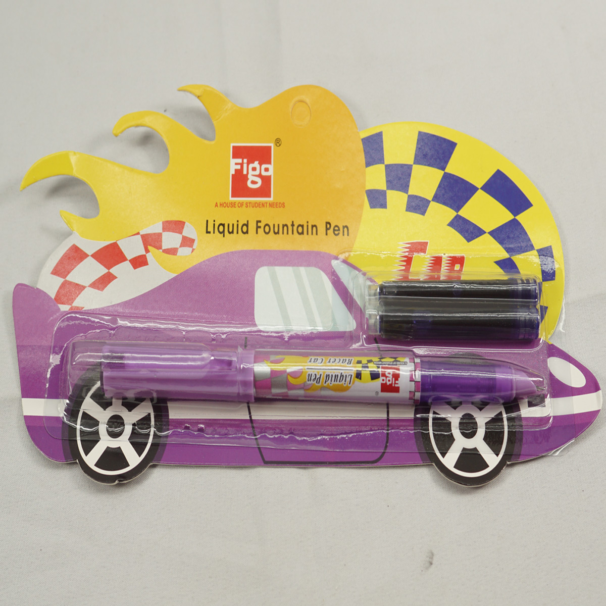 Figo Car Design Purple Color Body and Cap Fine Nib Cartridge Type Fountain Pen SKU 27643