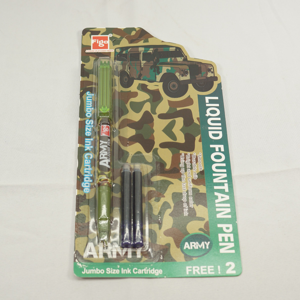 Figo Army Design Green Color Body and Cap Cartridge Type Fountain Pen SKU 27646