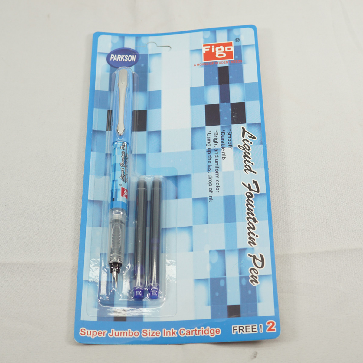 Figo Parkson Design Blue Color Body and Cap Cartridge Type Fountain Pen SKU 27647