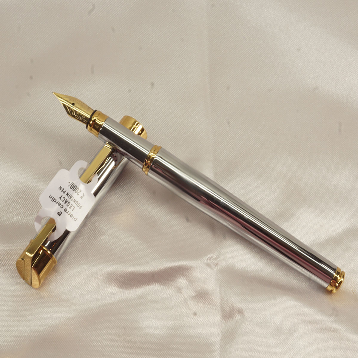 Pierre Cardin Legacy Silver Color Body With Gold Clip And Trim Fine Nib Converter And Cartridge Type Fountain Pen SKU 27669