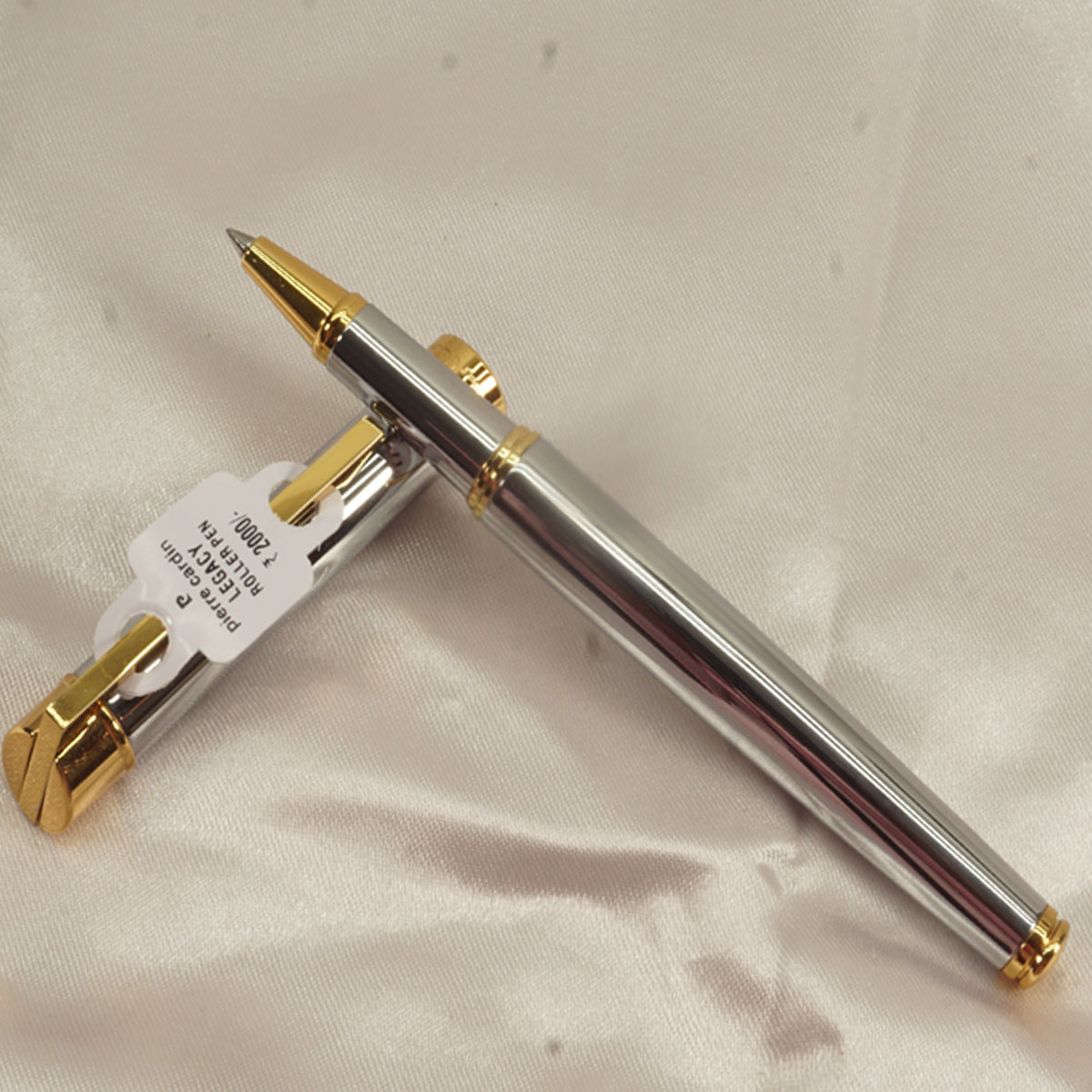 Pierre Cardin Legacy Silver Color Body With Gold Clip And Trim Fine Tip Cap Type Roller Ball Pen SKU 27670