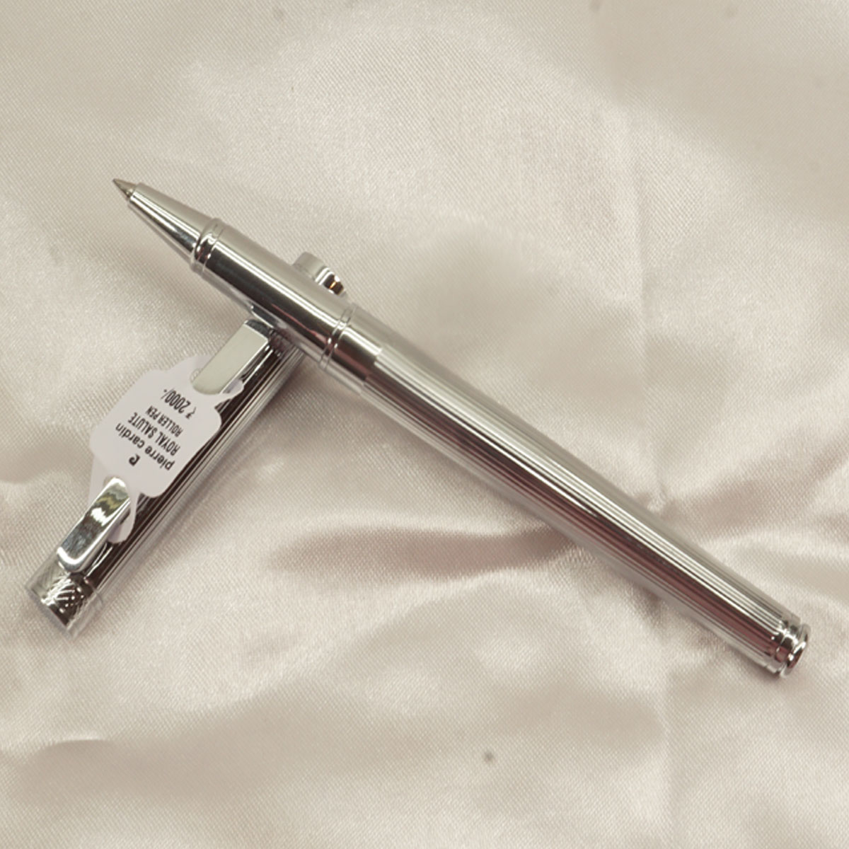 Pierre Cardin Royal Salute Full Silver Color Body With Fine Tip Cap Type Roller Ball Pen SKU 27672