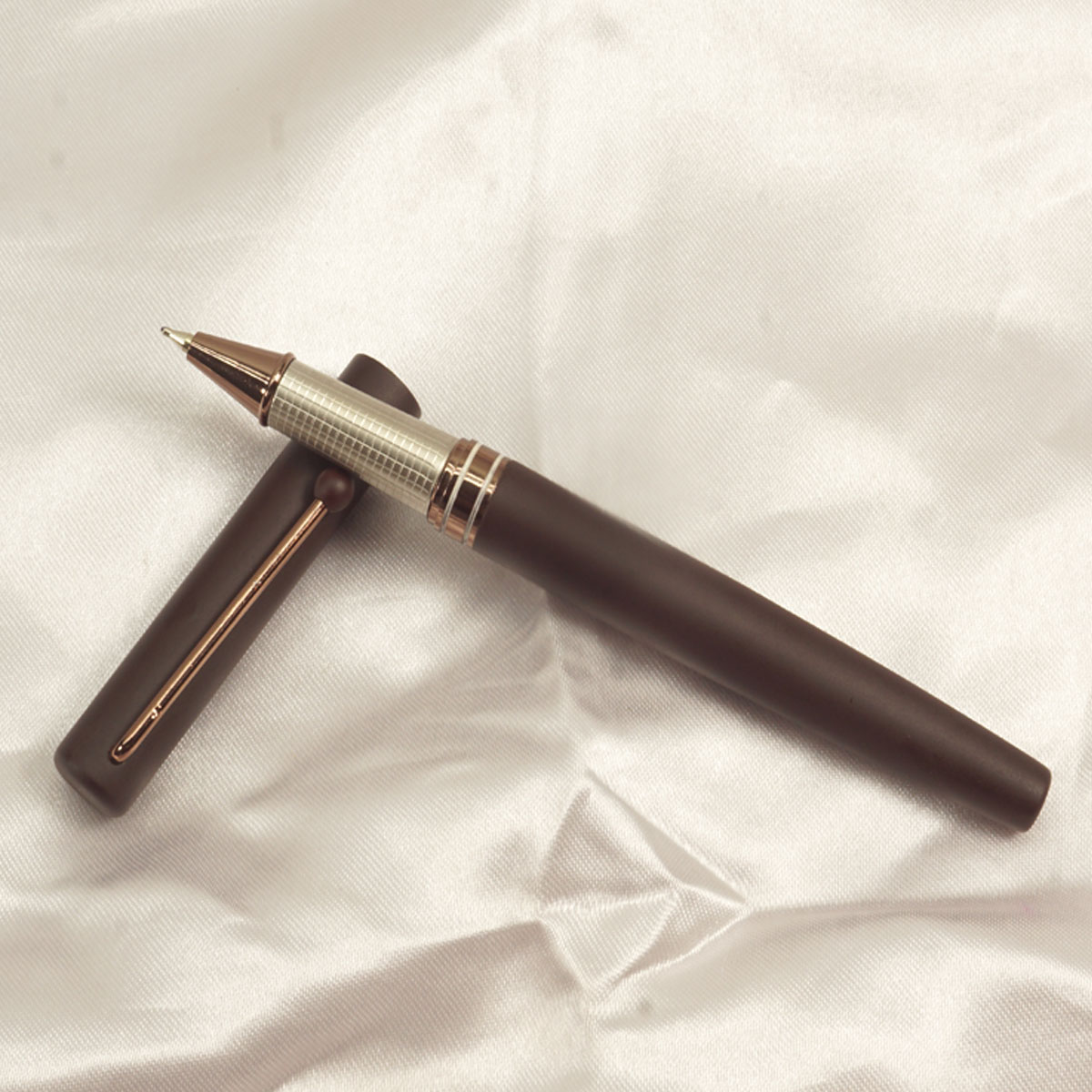 Picasso Parri Coffee Brown Color Body With Coffee Smell And Silver Color Grip Roller Ball Pen SKU 27681
