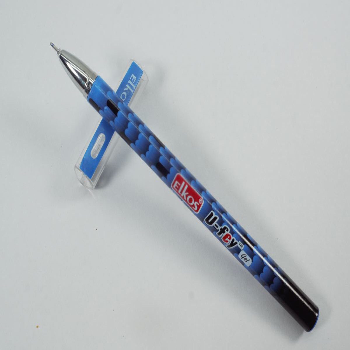 Elkos U-Fey Blue Color Body and Clip Blue Writing Gel SKU 27695