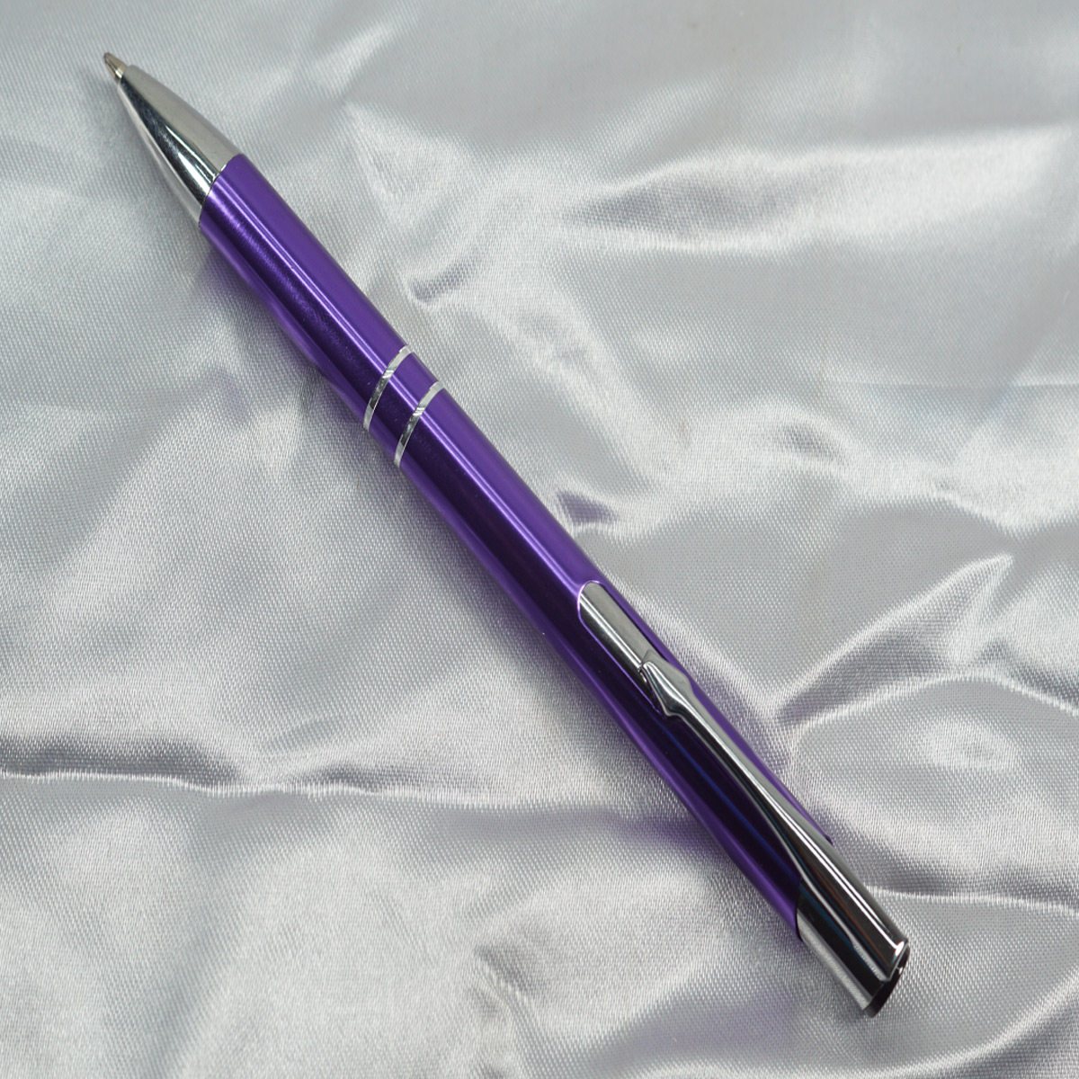 Penhouse.in Violet Body With Silver Clip and Trim Retractable Ball Pen SKU 27705