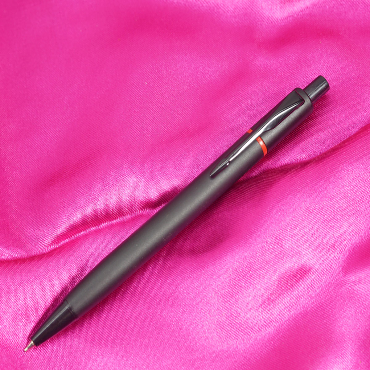penhouse.in Full Matte Color Body With Red Color Trim On Top Retractable Type Ball Pen SKU 27712