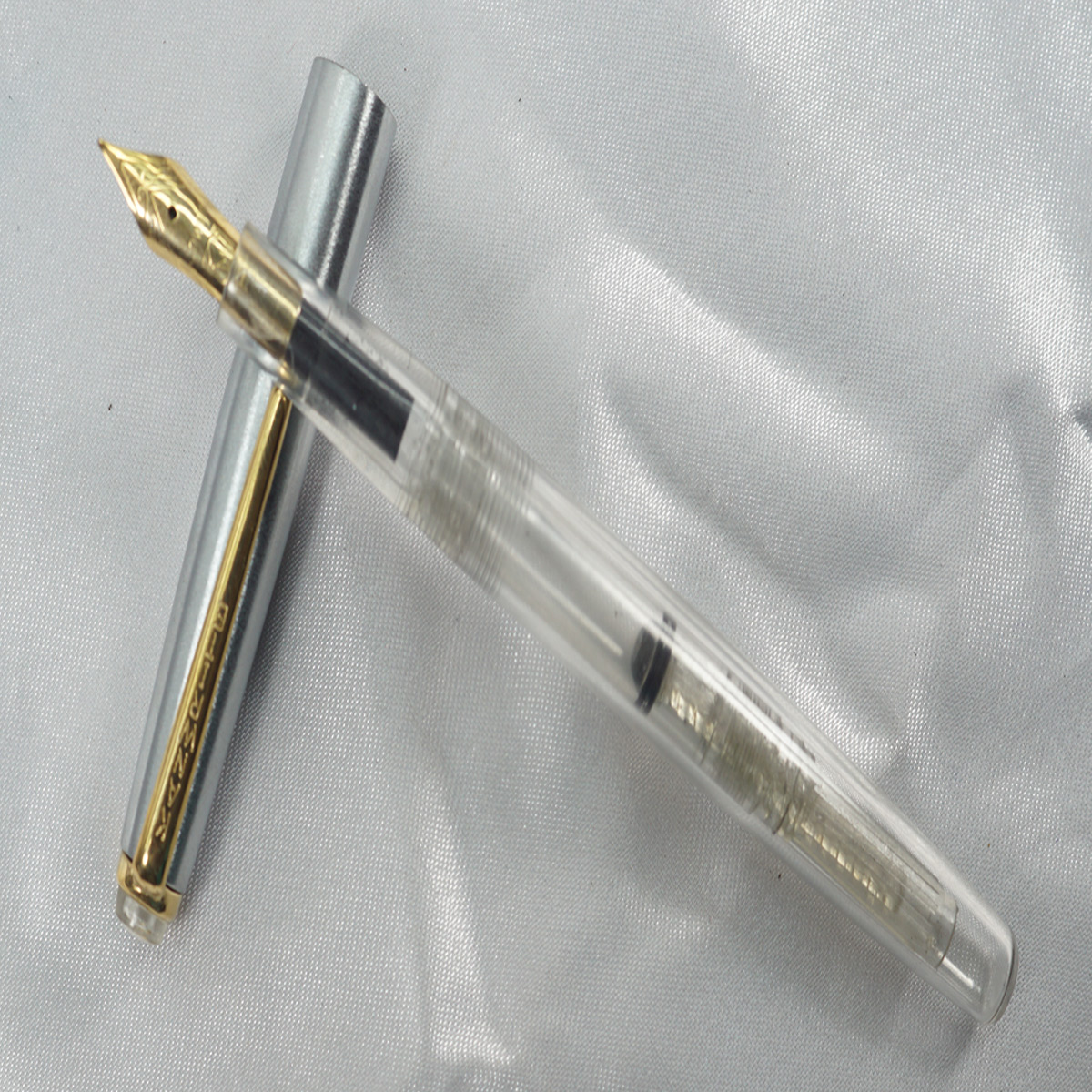 Kanwrite Saloon GT Clear Demonstrator Color Body with Silver Cap with Fine Nib Converter Type Fountain Pen SKU 27817